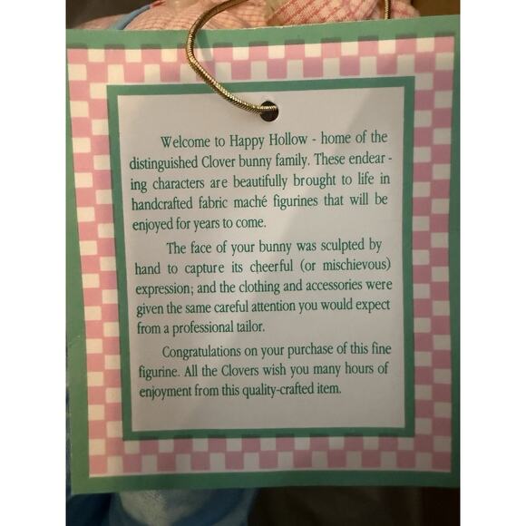 Potpourri Press Happy Hollow Bunny Pair Clementine Hezekiah 1992 w Boxes - Picture 8 of 11